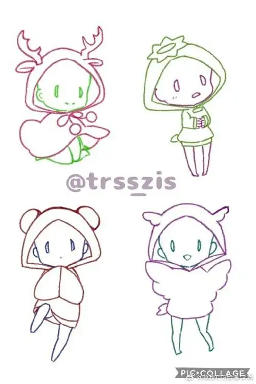 绘画超话#绘画参考##绘画素材#可爱q版人体参考