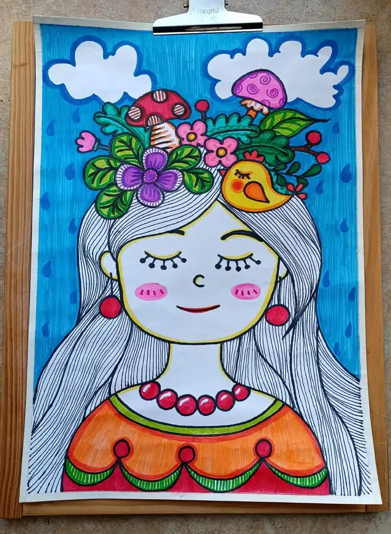 春姑娘来啦.#少儿美术 #少儿创意绘画 #儿童画  - 抖音