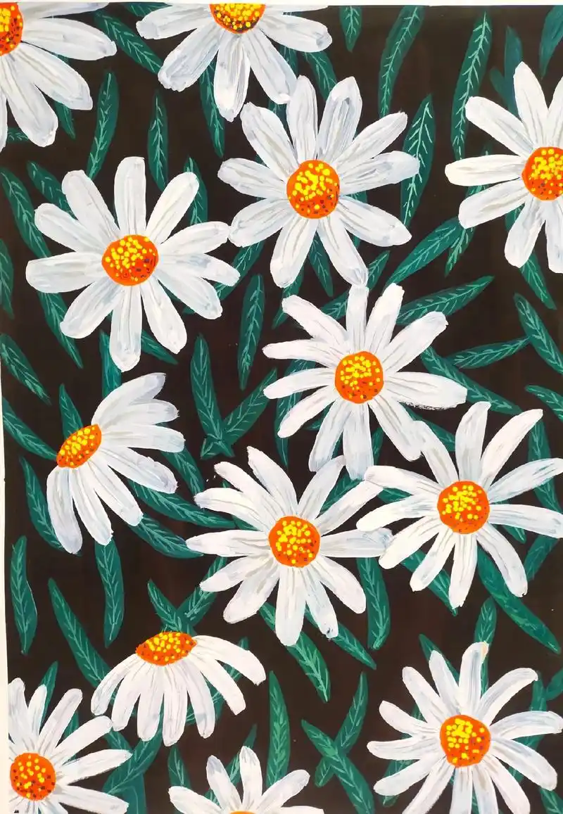 水粉画——小雏菊 - 抖音