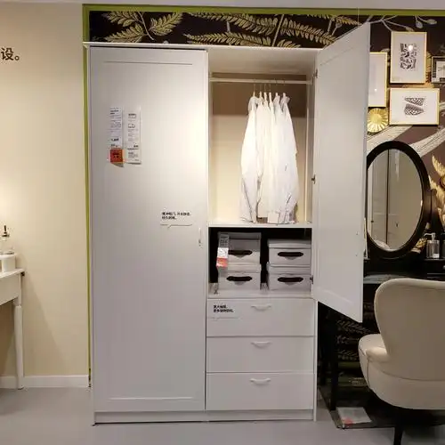 衣柜温馨宜家ikea穆斯2个门抽屉大衣衣橱衣帽间衣柜