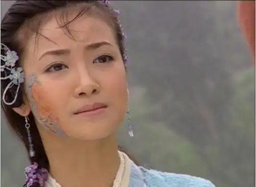 当年的殷离由陈子涵扮演,虽说脸上因为练功而有一块疤,但是却丝毫没有