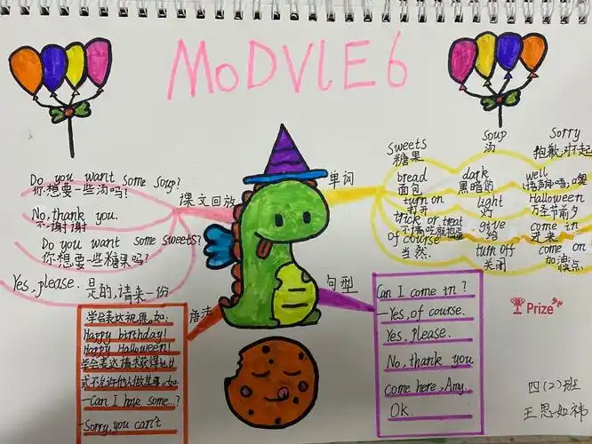 彩笔勾勒英语 导图梳理知识——椰博小学四(2)班英语思维导图优秀作品