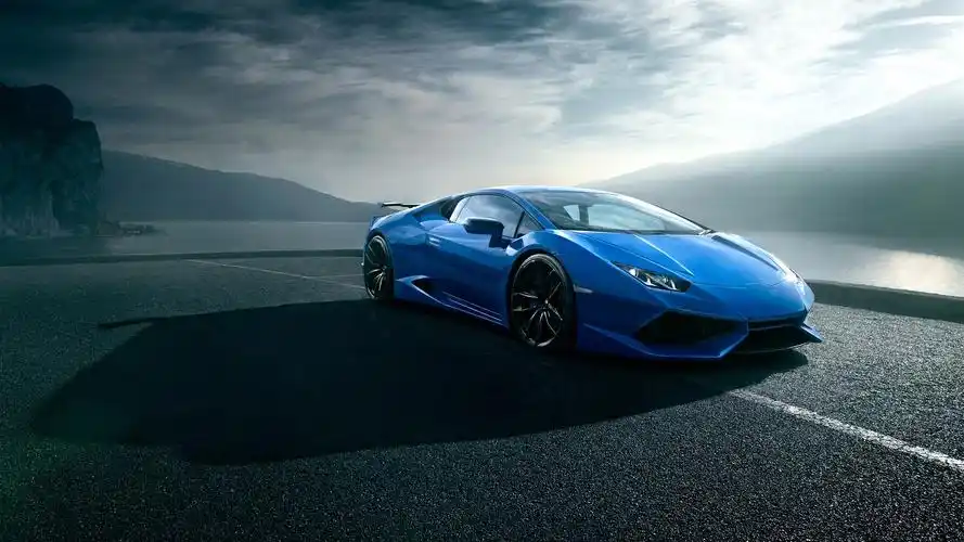 兰博基尼huracán蓝色豪华超级跑车,道路,云