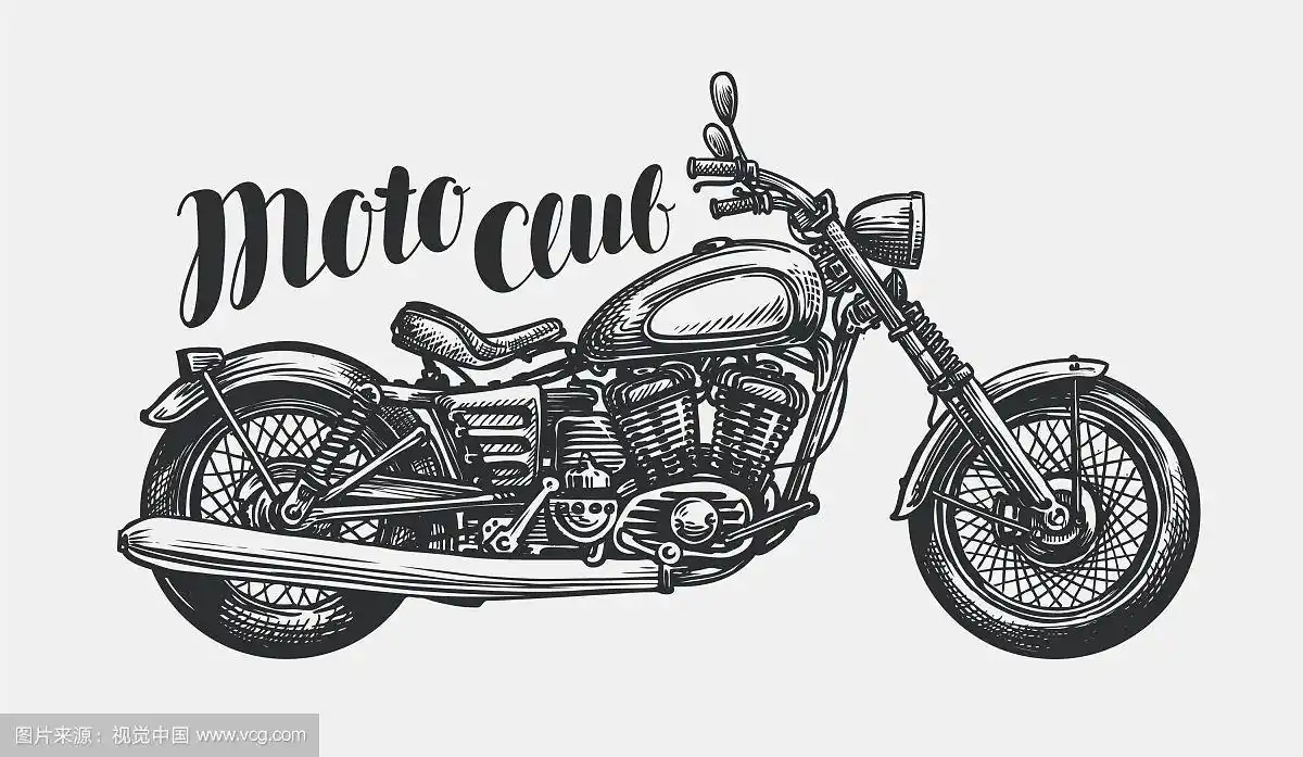 摩托车素描手绘老式摩托车