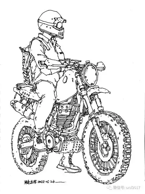 钢笔画——摩托车怎么画 - 元艺考
