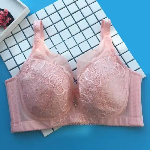 新款薄款蕾丝边特大码文胸全罩杯聚拢调整型女士内衣胖大胸显小cd