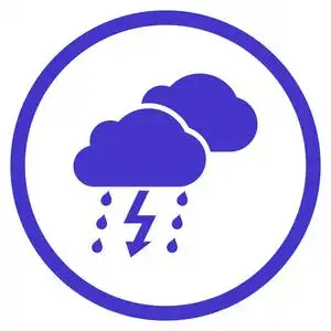 雷暴平面矢量圆形的图标现代现实天气图标设置.