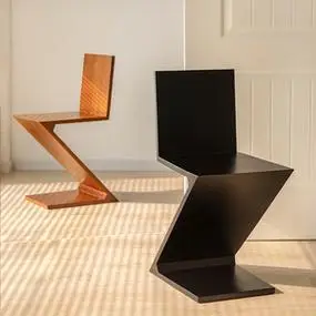 实木餐椅设计师椅子家用zig zag chair复古靠背椅子简约z字椅