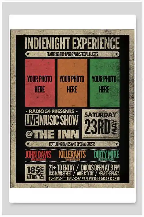 黑黄复古独立音乐节创意海报