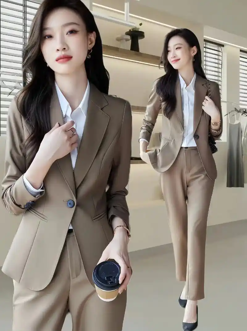 2024季高级感咖色职业正装 ol 小个子休闲西服套!这套小西装太好看啦!