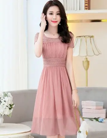 女装 连衣裙 美伦可儿 雪纺连衣裙女夏季慵懒风女士夏装遮肚子裙子