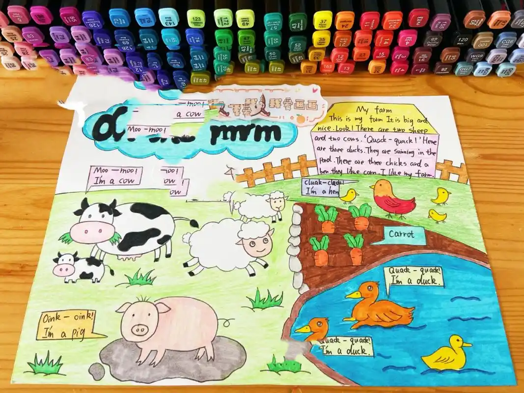 on the farm 英语小报 小学四年级英语手抄报,英语农场小报,动物英语