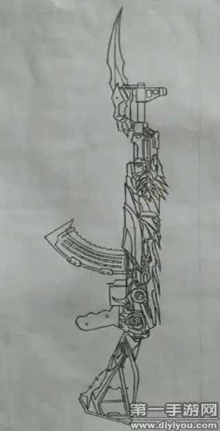 cf手游真玩家铅笔绘制巴雷特雷神草图_穿越火线手游_第一手游网