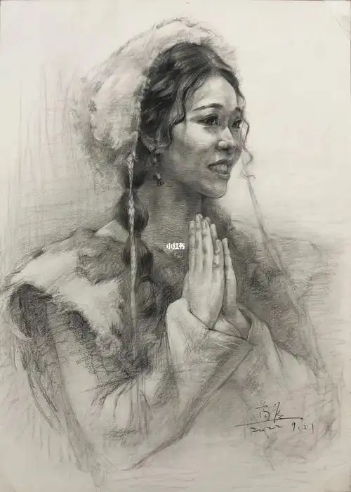 素描头像  #艺考培训  #胸像  #女青年  #艺考