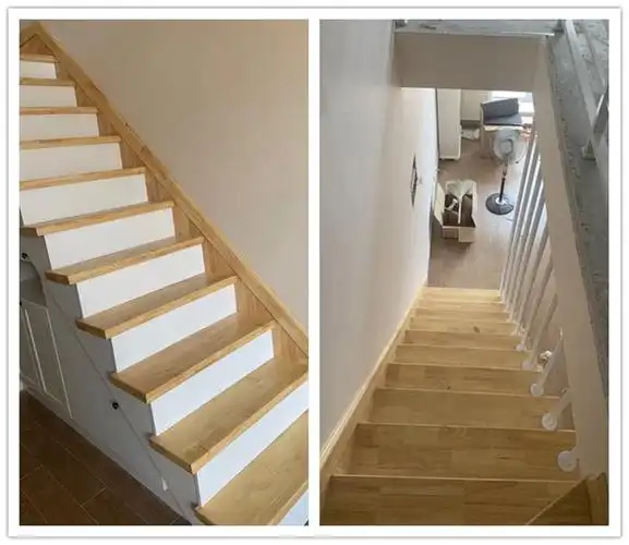 楼梯踏板台阶板立板橡木 定制阁楼别墅楼梯板踏步板钢架包水泥实木