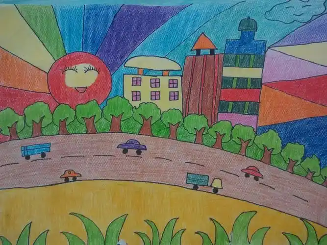 新乐小学二(3)班"和谐家园 文明出行"绘画作品展