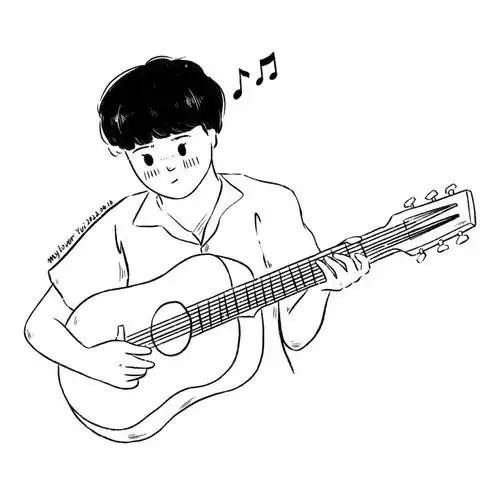 弹吉他唱歌的女朋友真的很有魅力了#插画  #le