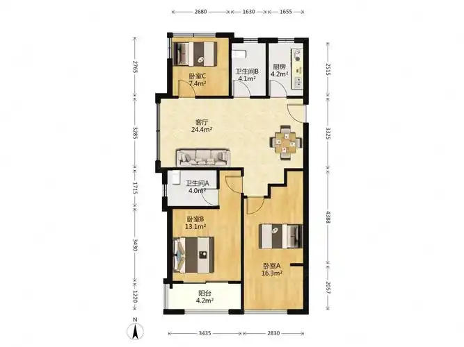 杭州公馆 三房两卫,全明格局,精装修,拎包入住 南北通透,融信杭州公馆