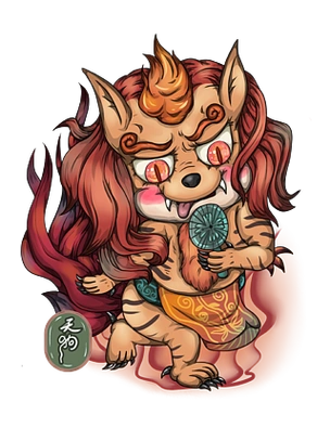 山海经神兽天狗ip萌系中国风国潮插画元素