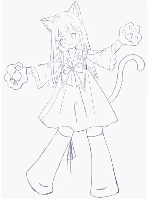 画画的日常  #画画打卡  #日常  #画画  #猫娘  #约稿约稿  #白布价