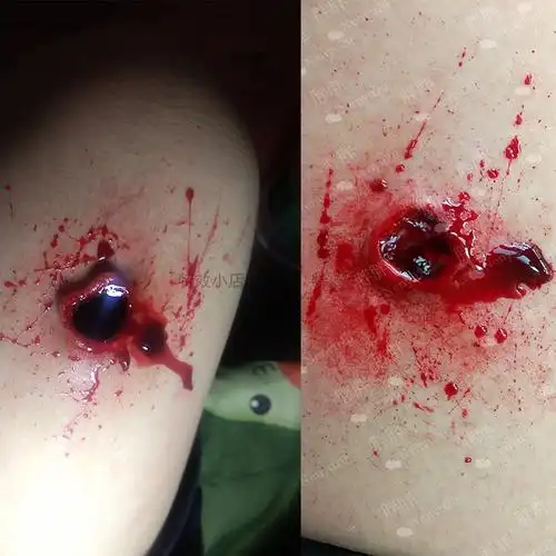 枪伤弹孔_影视枪伤疤痕假皮中枪伤口弹孔特效化妆逼真cos万圣节旧疤贴