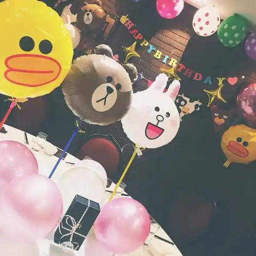 卡通布朗熊手持棒儿童玩具氢气球微商地推扫码一元以下小礼品批