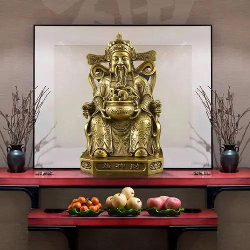 财神聚善客厅文财神佛像供奉聚宝盆大号摆件