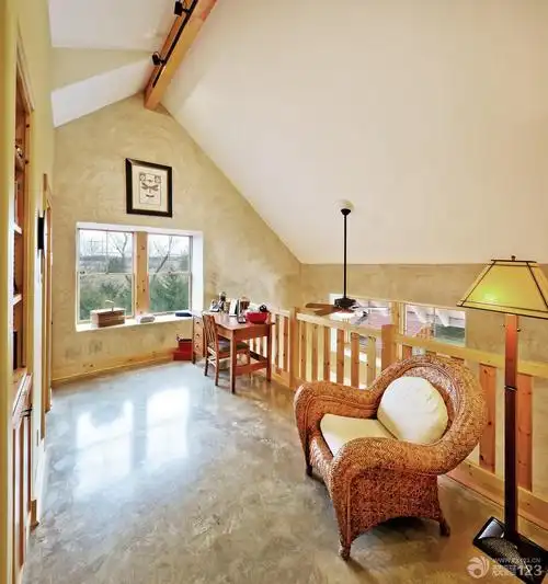 舒适自然斜顶阁楼书房装修图片大全_设计456装修效果图