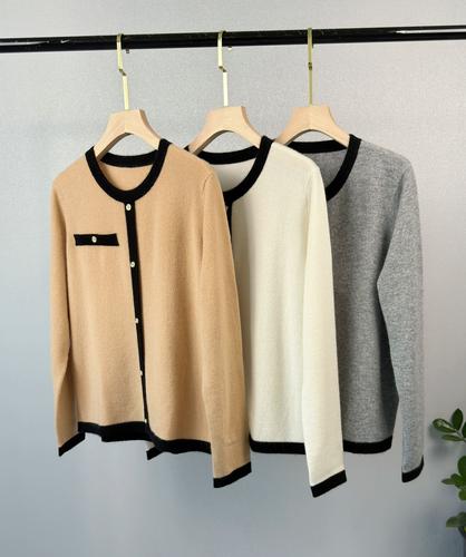 小香风羊绒衫女100纯山羊绒打底衫圆领套头毛衣针织衫鄂尔多斯产