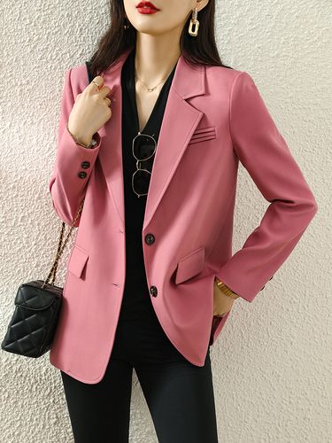 粉色西装外套女秋季2022新款秋冬加厚夹棉大码高级感休闲小西服冬