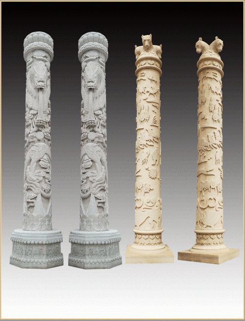 高品质石雕华表石雕盘柱云柱大理石罗柱十二生肖柱广
