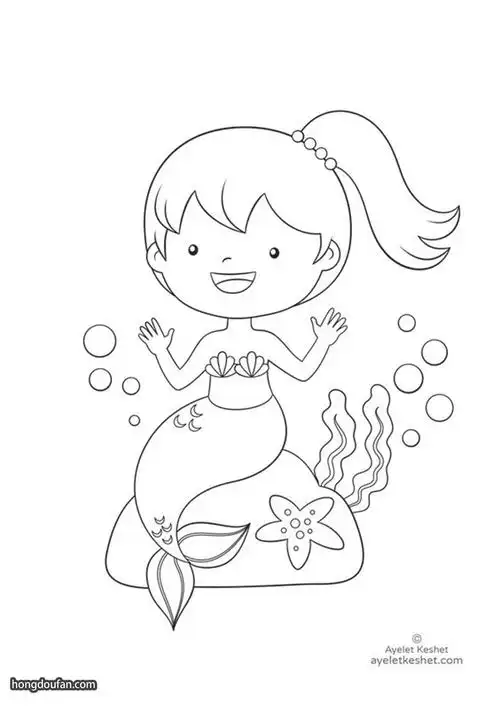 填色图片,填色游戏,妹妹,姐姐,姐姐简笔画,小仙女,小仙子,小美人鱼