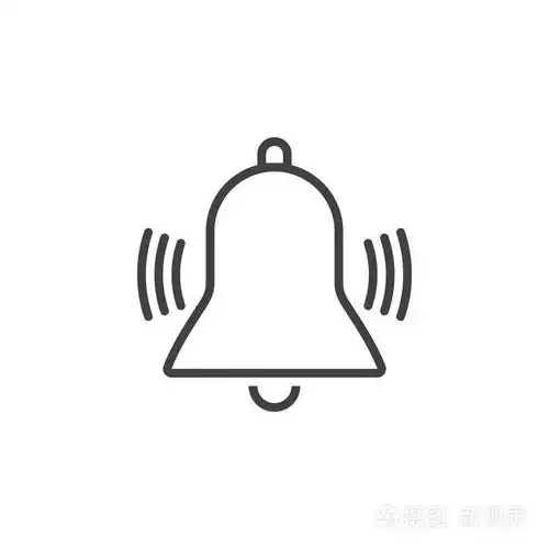 敲响钟线图标,警报轮廓矢量标志插图,线性象形文字隔离在白色上插画