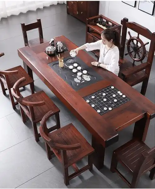 老船木茶桌椅组合茶台实木茶具套装客厅小户型功夫泡茶几家用阳台15米