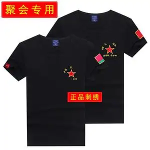 退伍军迷衣服参战老兵纯棉t恤战友聚会半袖八1一纪念短袖男刺绣