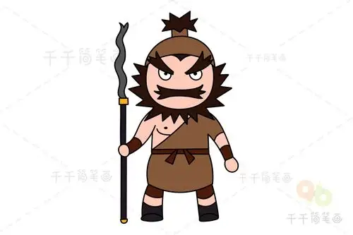 三国演义人物张飞涂色画_涂色画简笔画