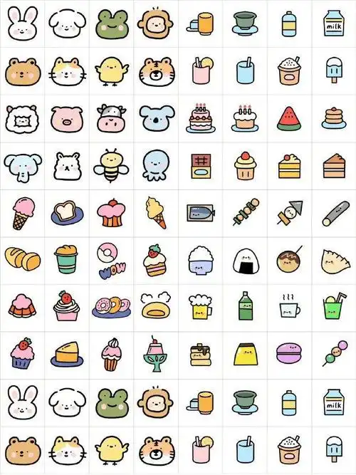 一大堆可可爱爱的简笔画手帐小素材图源面团爱画画