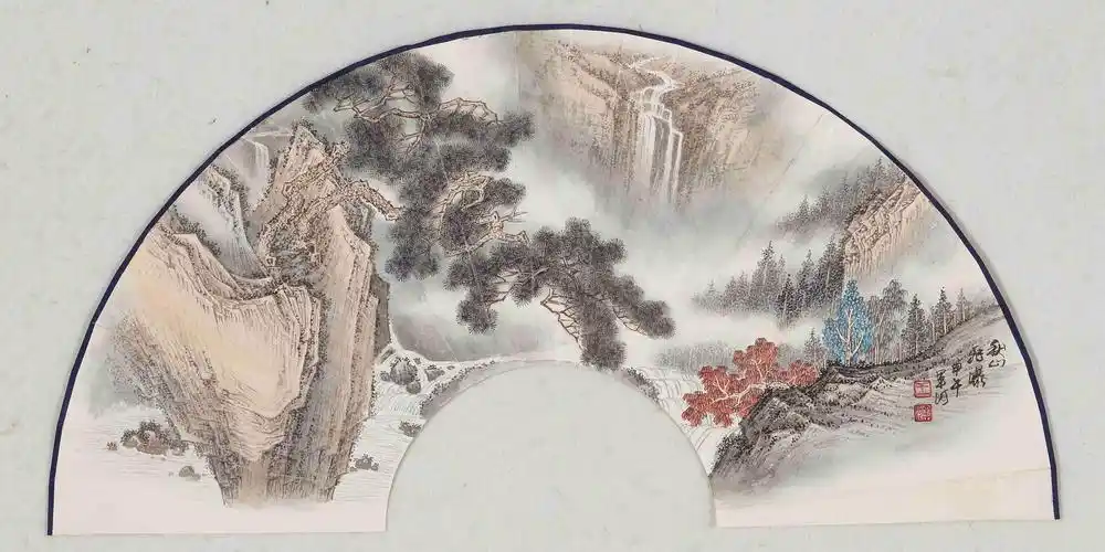 绝美工笔山水扇面欣赏
