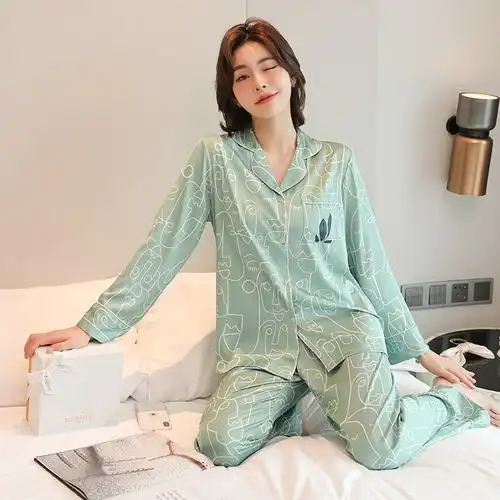 女款睡衣春季2022新款纯棉冰丝春秋女士薄款睡衣