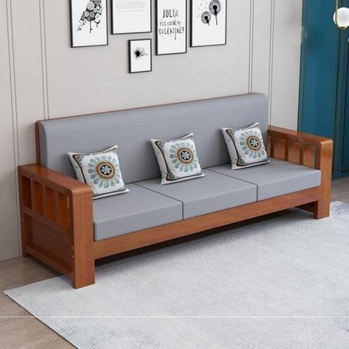 新中式全实位木沙组合三发人quu松木沙小发户型客厅单人木沙发经