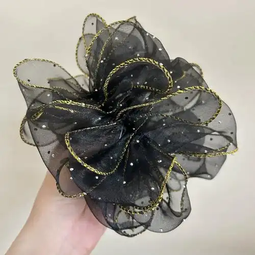 优雅气质满天星发饰欧根纱大肠发圈级感发绳盘发丸子头头花头饰