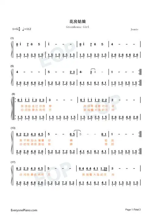 花房姑娘简单版老炮儿推广曲双手简谱预览1