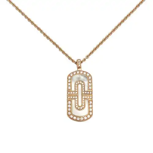 8新]bvlgari宝格丽回形针贝母项链镶钻项链