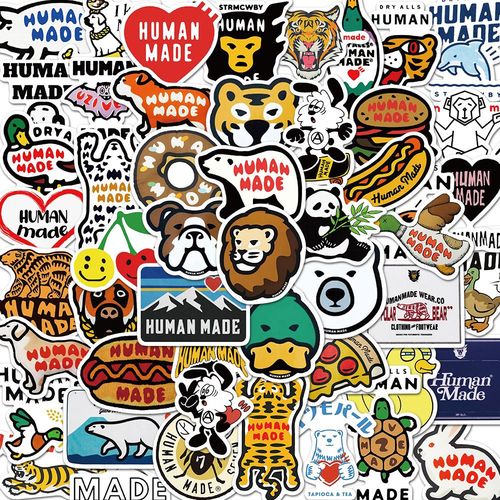 50张潮牌humanmade炫酷高级感潮流杯子手机壳平板装饰防水贴纸ins