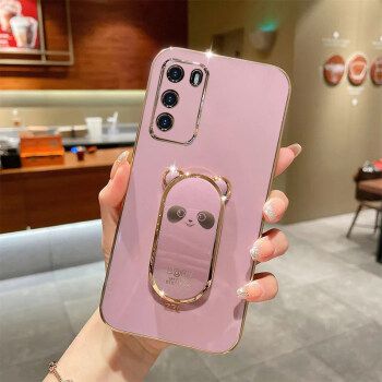 适用于华为p40手机壳huawei直边电镀p40新款女生创意指环支架p40pro
