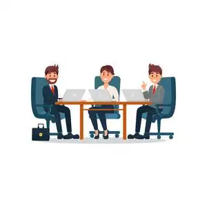 有会议的人, 商业合作卡通矢量插画照片