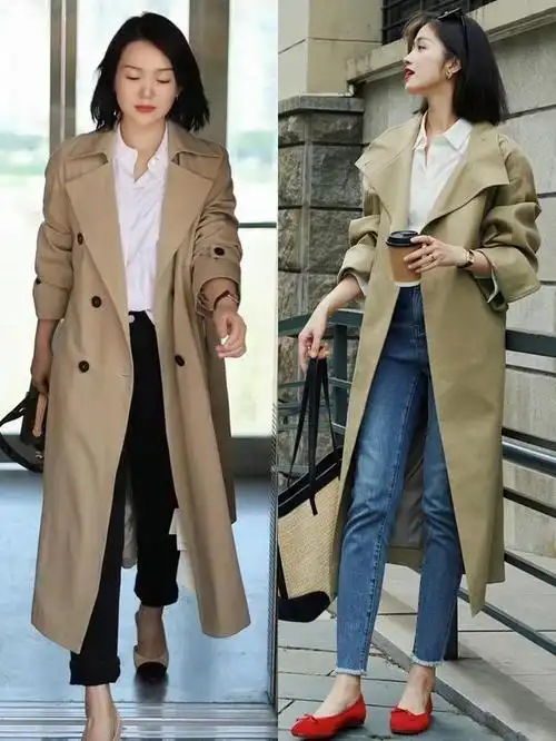 穿风衣配什么裤子好看?看深圳街拍就知道:阔腿和紧身的差距真大