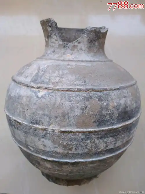 春秋战国铅笔画罐陶罐灰陶罐博物馆科研教学专用考古发掘