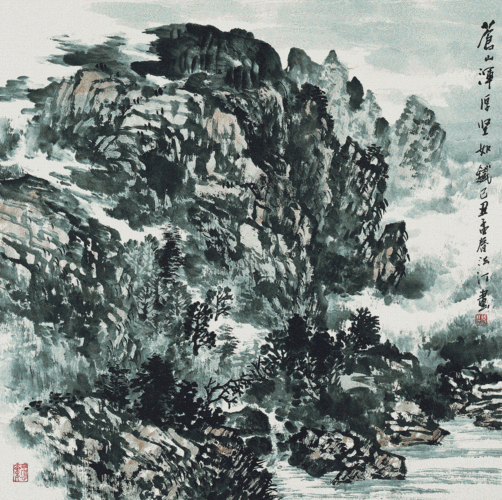 出售水墨名家张法汀纯手绘山水画剡中晚秋图