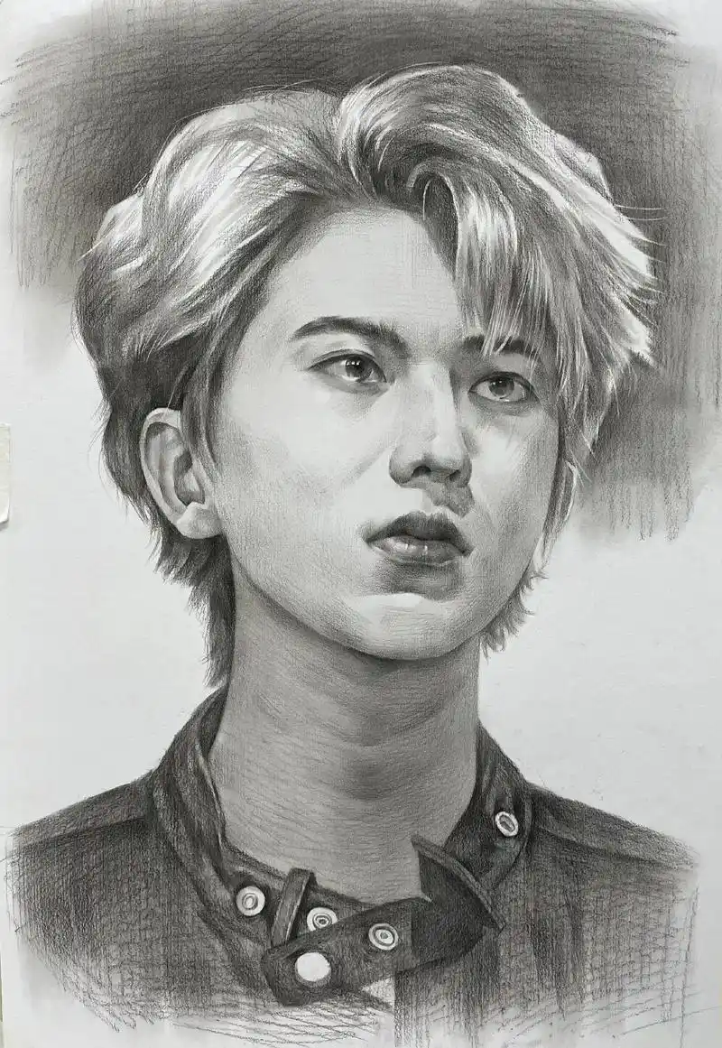 来张爱坤.#唱跳rap篮球 #蔡徐坤 #素描人像 #素描 @ - 抖音